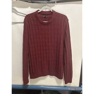 DKNY Sweater Men's Large Long-sleeve Pullover Crewneck Burgundy Viscose Cotton